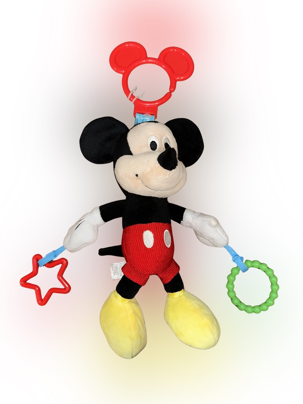 HTF Disney Baby Mickey Mouse On The Go Pull Activity Jingle Toy Plush